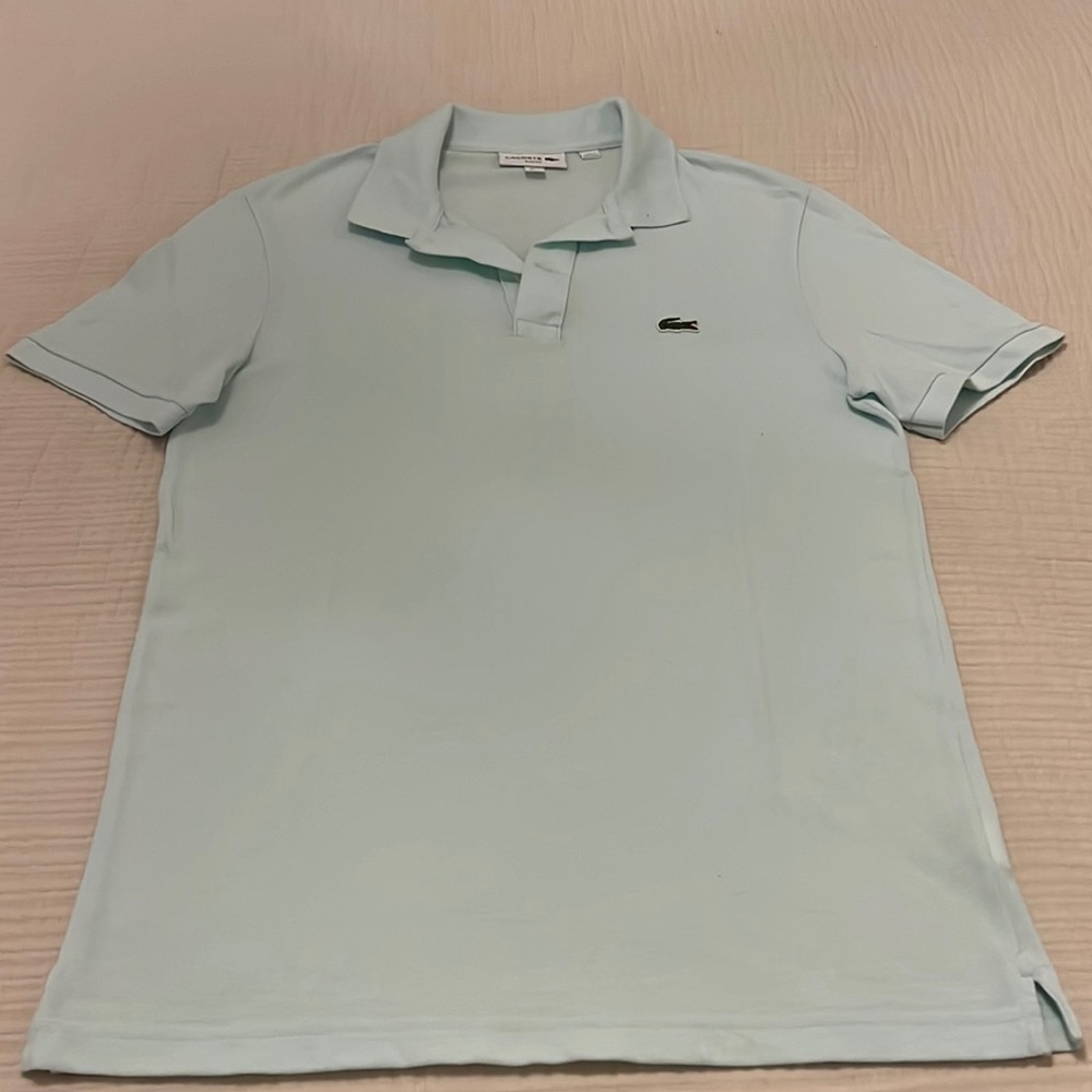 Men’s Lacoste sea foam green polo. Slim fit, size medium
